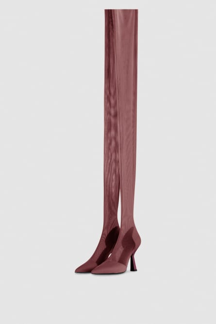 Overknee boots in tulle, Red, Patrizia Pepe