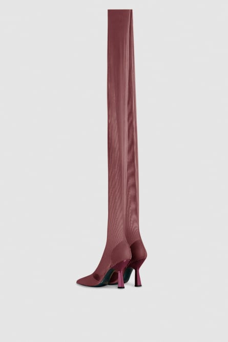 Overknee boots in tulle, Red, Patrizia Pepe