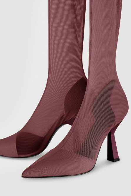 Overknee boots in tulle, Red, Patrizia Pepe