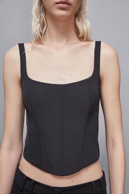 Bustier-Top aus Stretch-Stoff, Schwarz, Patrizia Pepe