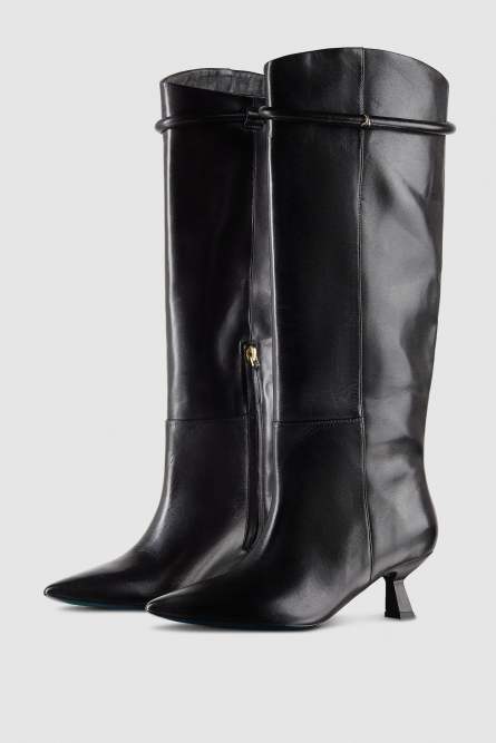 Tube leather boots with zipper, Black, Patrizia Pepe