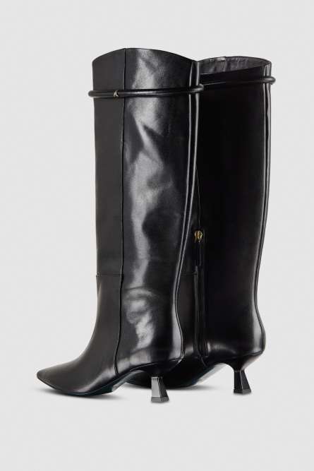 Tube leather boots with zipper, Black, Patrizia Pepe