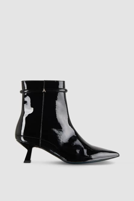 Leather ankle boots with zipper, Black, Patrizia Pepe