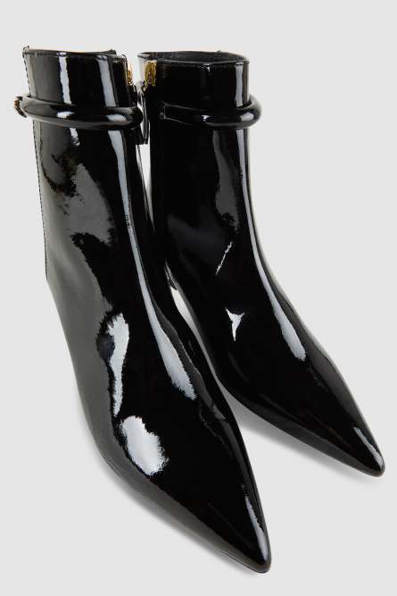 Leather ankle boots with zipper, Black, Patrizia Pepe