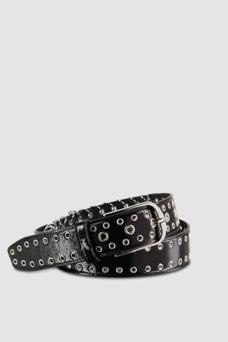 Low-waisted leather belt, Black, Patrizia Pepe