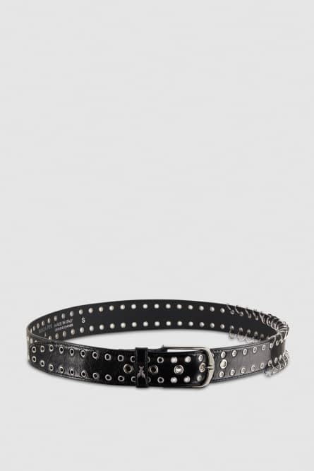 Low-waisted leather belt, Black, Patrizia Pepe