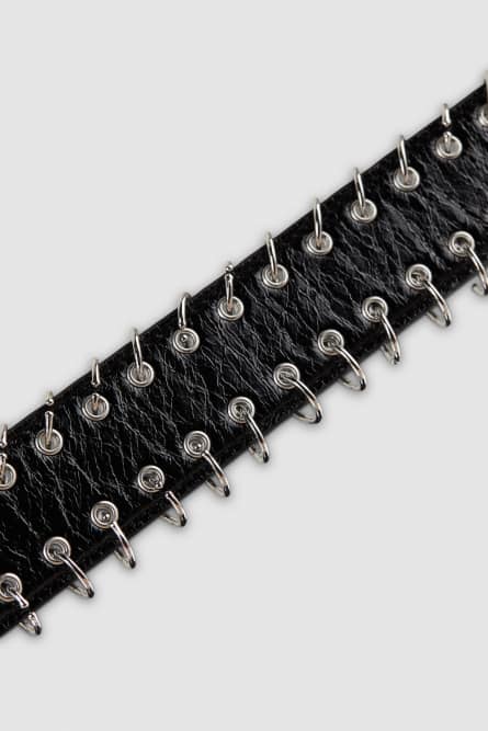 Low-waisted leather belt, Black, Patrizia Pepe