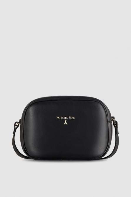 Leather shoulder camera case, Black, Patrizia Pepe