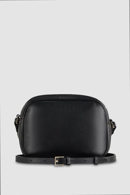 Leather shoulder camera case, Black, Patrizia Pepe