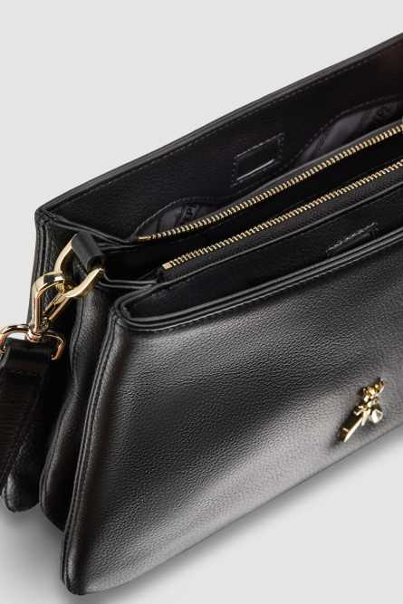 Leather bag with shoulder strap, Black, Patrizia Pepe