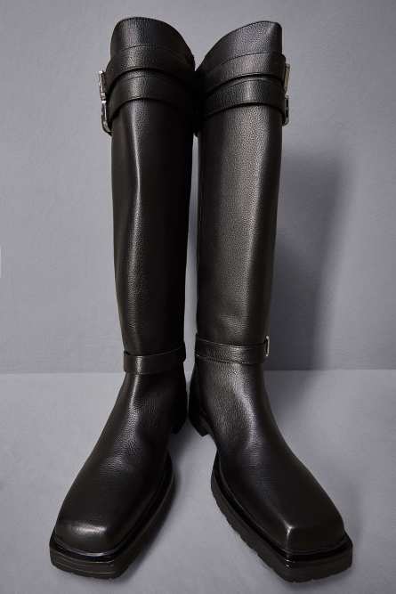 Bottes biker en cuir, Noir, Patrizia Pepe