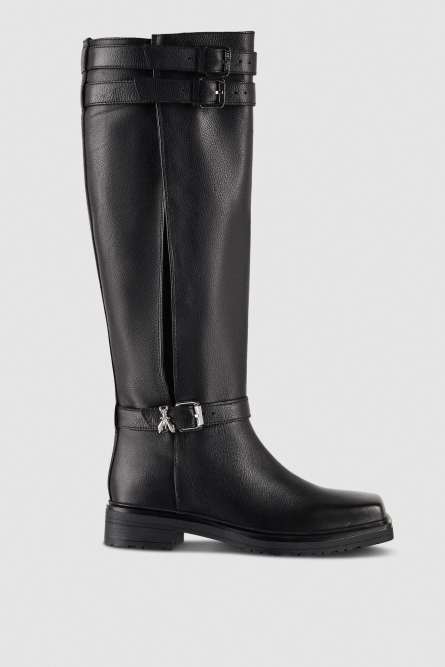 Bottes biker en cuir, Noir, Patrizia Pepe