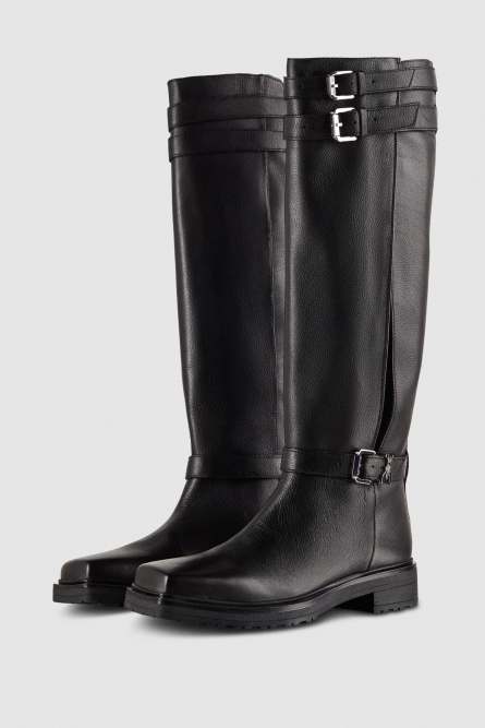 Bottes biker en cuir, Noir, Patrizia Pepe