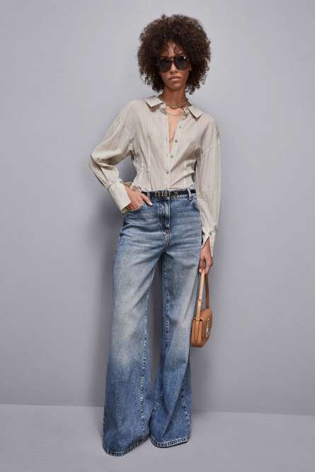 Low-waisted wide-leg jeans, Blue, Patrizia Pepe