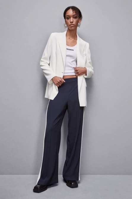 Low waist pants with colorful band, Blue, White, Patrizia Pepe