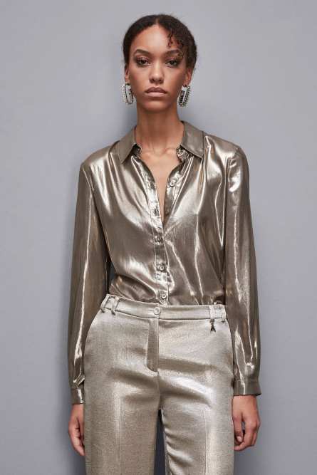 Chemise à boutons en Georgette, Or, Patrizia Pepe