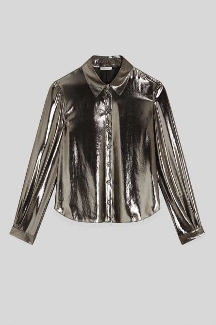 Chemise à boutons en Georgette, Or, Patrizia Pepe