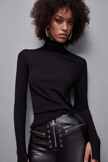 Slim fit wool turtleneck, Black, Patrizia Pepe