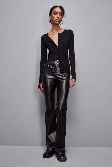 Wool cardigan with round neckline, Black, Patrizia Pepe
