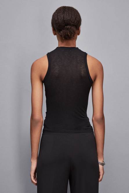 Tank top slim fit in jersey, Nero, Patrizia Pepe