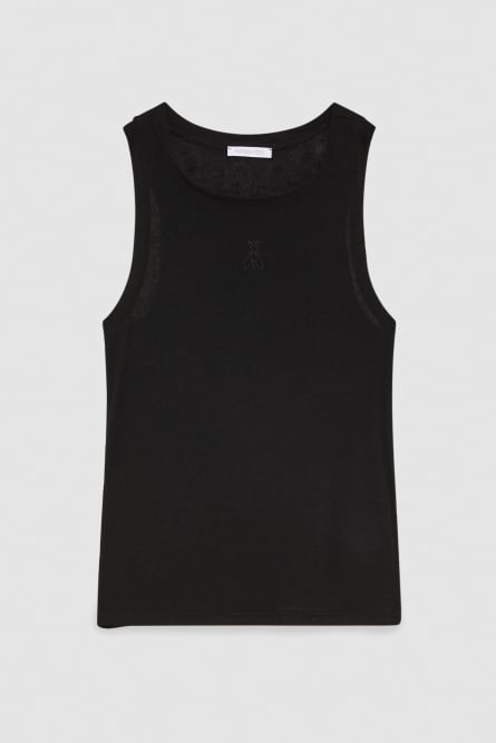 Tank top slim fit in jersey, Nero, Patrizia Pepe