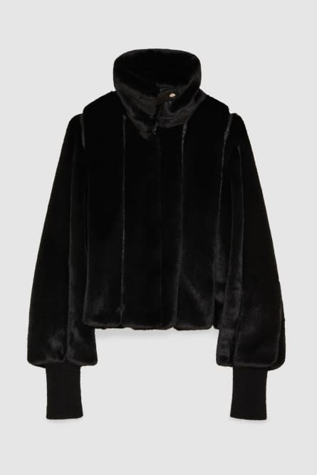 Short synthetic fabric coat, Black, Patrizia Pepe