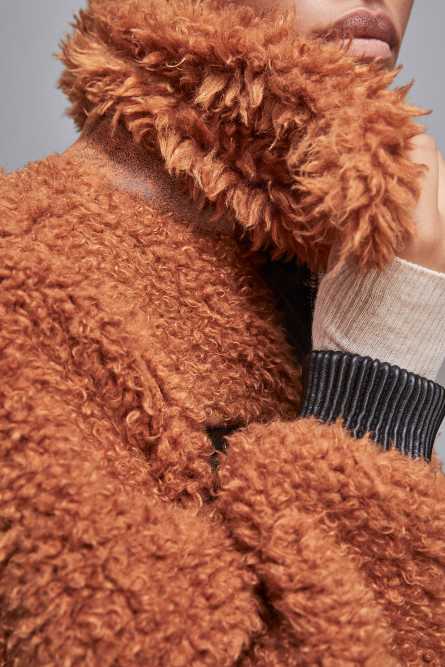 Reversible short jacket, Brown, Patrizia Pepe