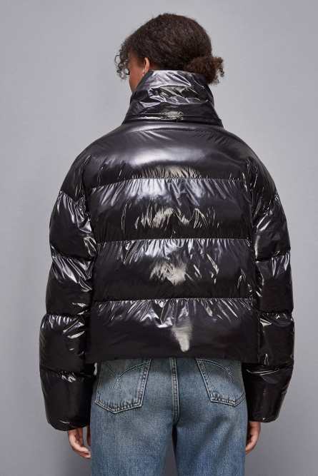 Shiny nylon long down jacket, Black, Patrizia Pepe