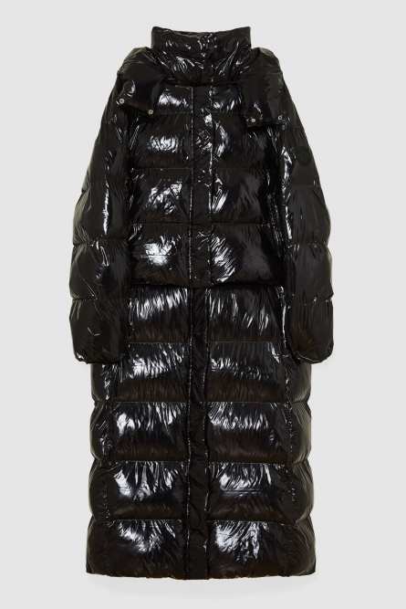 Shiny nylon long down jacket, Black, Patrizia Pepe