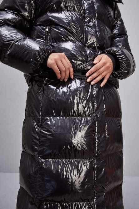 Shiny nylon long down jacket, Black, Patrizia Pepe
