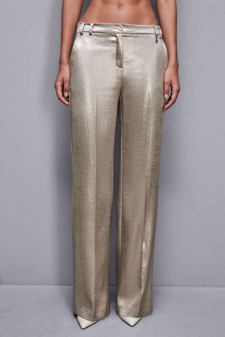 Low-waisted crepe satin pants, Gold, Patrizia Pepe