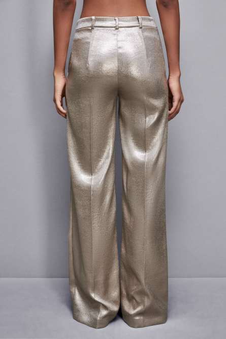 Low-waisted crepe satin pants, Gold, Patrizia Pepe