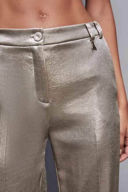 Low-waisted crepe satin pants | Gold | Patrizia Pepe