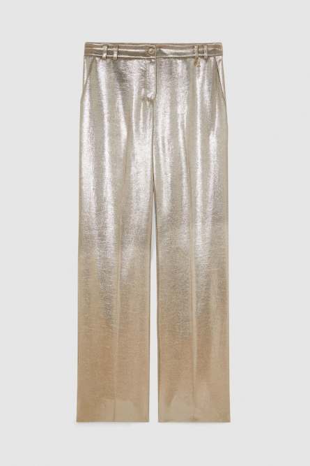 Low-waisted crepe satin pants, Gold, Patrizia Pepe