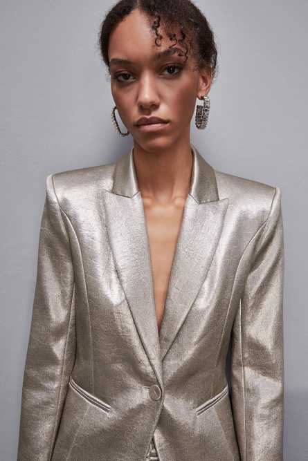 Satin crepe blazer, Gold, Patrizia Pepe