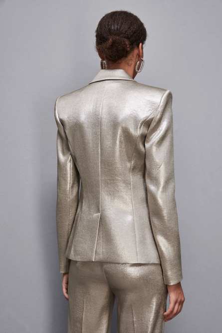 Satin crepe blazer, Gold, Patrizia Pepe