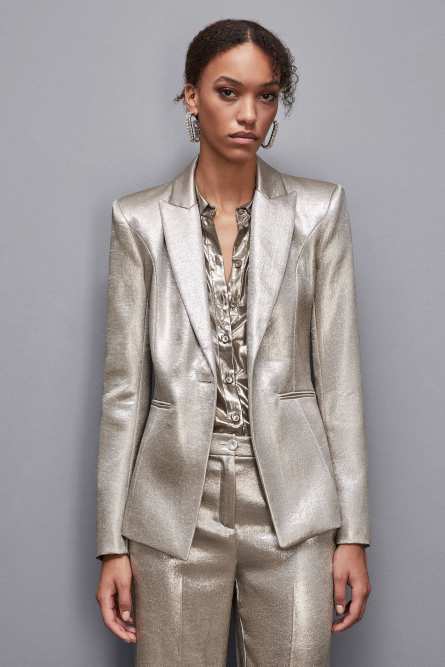 Satin crepe blazer, Gold, Patrizia Pepe