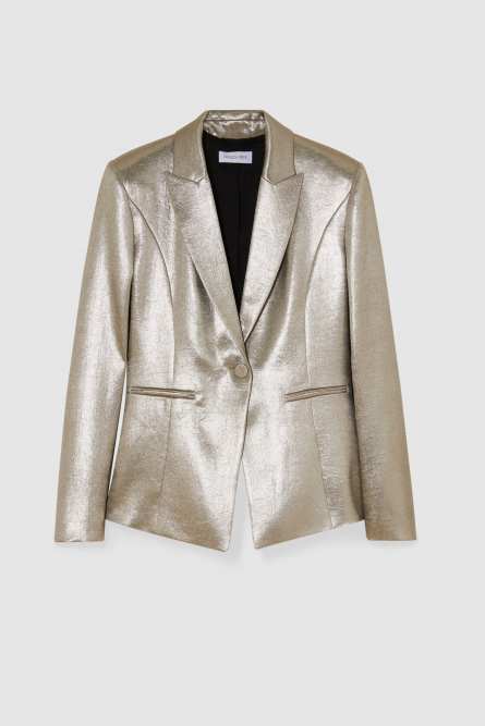 Satin crepe blazer, Gold, Patrizia Pepe
