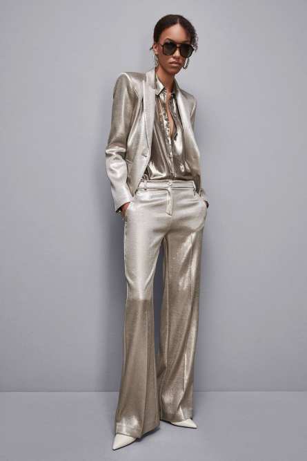 Satin crepe blazer, Gold, Patrizia Pepe