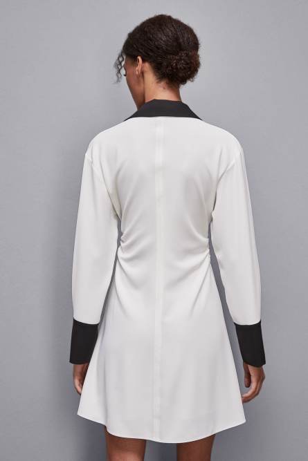Vestido mini con hombro caído, Blanco