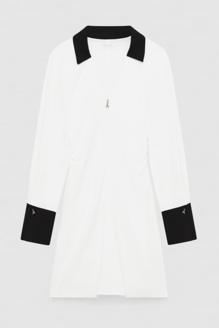 Vestido mini con hombro caído, Blanco