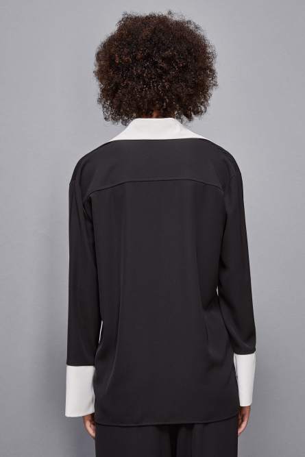 Elegant tunic with long sleeves, Black, White, Patrizia Pepe