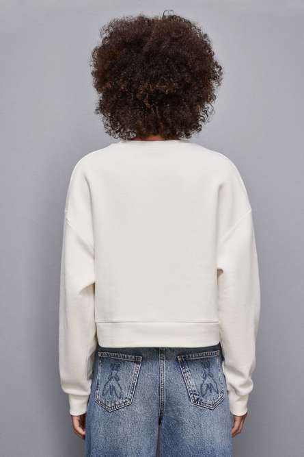 Sweat tout doux avec strass, Blanc, Patrizia Pepe