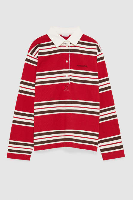 Oversized long sleeved polo, Red, Patrizia Pepe