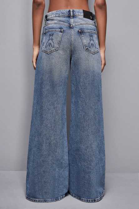 Low-waisted wide-leg jeans, Blue, Patrizia Pepe