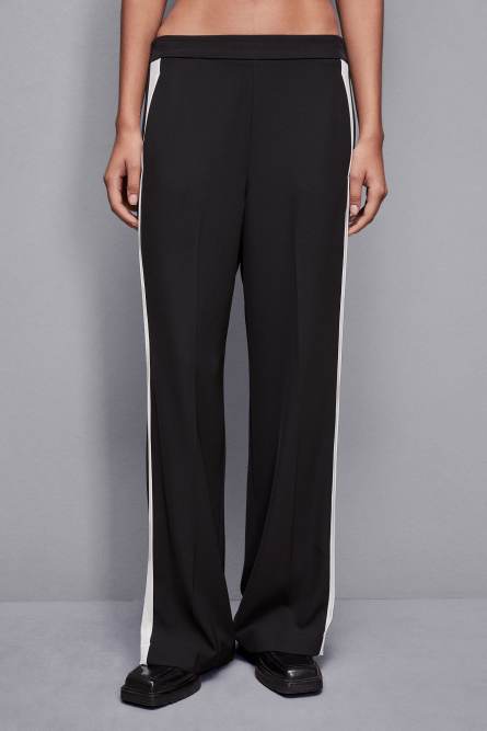 Low waist pants with colorful band, Black, White, Patrizia Pepe