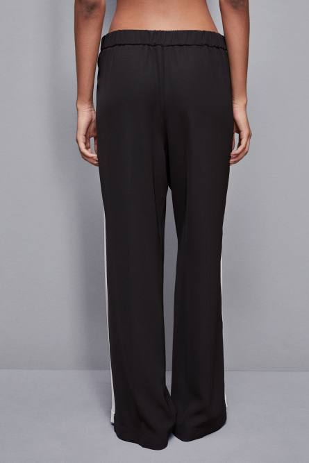 Low waist pants with colorful band, Black, White, Patrizia Pepe