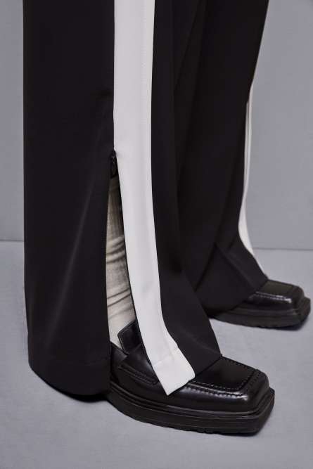 Low waist pants with colorful band, Black, White, Patrizia Pepe