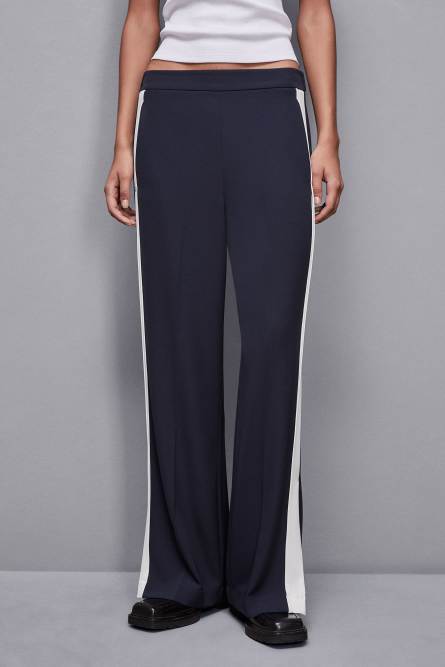Low waist pants with colorful band, Blue, White, Patrizia Pepe