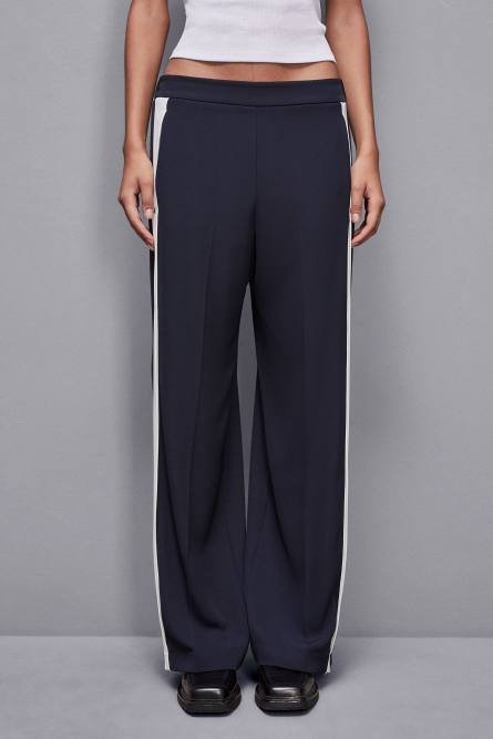 Low waist pants with colorful band, Blue, White, Patrizia Pepe